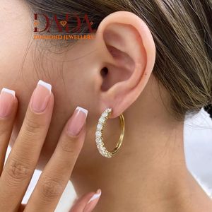 Modern Round Brilliant Diamond Hoop Earrings Sparkling Lab Grown Yellow Gold Anniversary <b>Gift</b> for Her Everyday Wear - Product Image 3