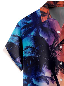 เสื้อฮาวายผ้าคอตตอนผสมโพลีเอสเตอร์ ระบายอากาศได้ดี เหมาะสำหรับชายหาดและกิจกรรมกลางแจ้ง เสื้อยืดฤดูร้อนสำหรับผู้ชาย - Product Image 4