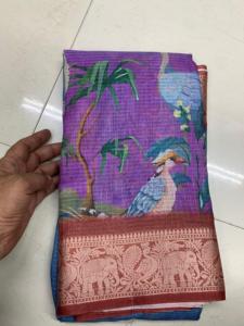 Sari Jacquard Kota CHACKS con estampado digital, corte 6.30, con pieza para blusa - Product Image 3