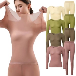 Vêtements thermiques sans couture pour femmes en coton, prix de gros, ensemble chaud d'hiver 2 pièces, caleçons chauffants - Product Image 2