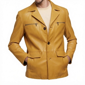 Chaqueta Blazer de Moda Premium para Hombre, de Cuero Genuino de Vaca, con Cuello Alto, Impermeable y Ecológica, Proveedor OEM ODM Personalizado - Product Image 1