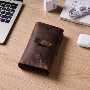 Superior Genuine Leather <b>Cable</b> Organizer Foldable Protection Multi-function Portable Cord Holder Wire Management Travel Tech - Product Image 4