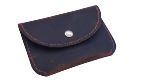 Handmade Genuine Leather Coin Purse Panelled Design Snap Closure Minimalist <b>Wallet</b> Unisex Daily Use - Product Image 3