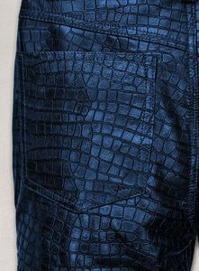 Pantalon en cuir bleu métallisé style jean - Croc Metallic - Product Image 4