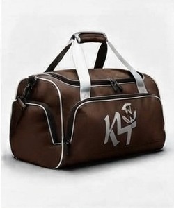 K4 Brown Duffel <b>Bag</b> with <b>Silver</b> Logo <b>and</b> <b>White</b> Trim Handle Sports Equipment <b>Bag</b> - Product Image 6