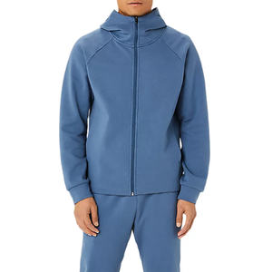 Ensemble de survêtement pour homme à capuche personnalisé avec logo, 2 pièces, en coton respirant, idéal pour le jogging et la course en extérieur - Product Image 1