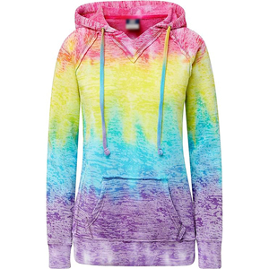 <b>Rainbow</b> Tie Dye Womens Pullover <b>Hoodie</b> Gradient Colorful Drawstring Soft Casual Festival Sweatshirt - Product Image 1