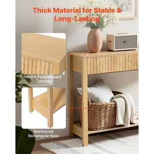 Consolle da ingresso in stile rustico da 47 pollici con ripiano inferiore a specchio, stretta e rettangolare, in MDF, scrivania in legno per divano - Product Image 5
