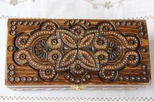Low Price Decorative Wooden Treasure <b>Chest</b> for Jewelry, Watches, Small Accessories and Keepsakes with Beautiful Handmade - Product Image 5