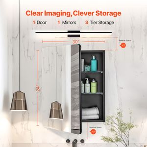 Mobile da Bagno 24x30 con Struttura in Alluminio, Armadietto Portamedicinali con 2 Ripiani e Specchio - Product Image 2