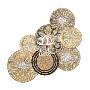 Ensemble de décoration murale bohème de haute qualité, paniers muraux en paille pour un style sophistiqué de salon d'hôtel et cadeaux de déménagement uniques en gros - Product Image 2