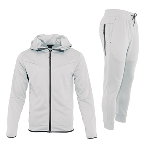 This is a Men's Two-Tone UltraTech Fleece Full-<b>zip</b> Hoodie With Zippered Sleeve <b>Pocket</b> And Matching <b>Jogger</b> Pants Tracksuit Set - Product Image 4
