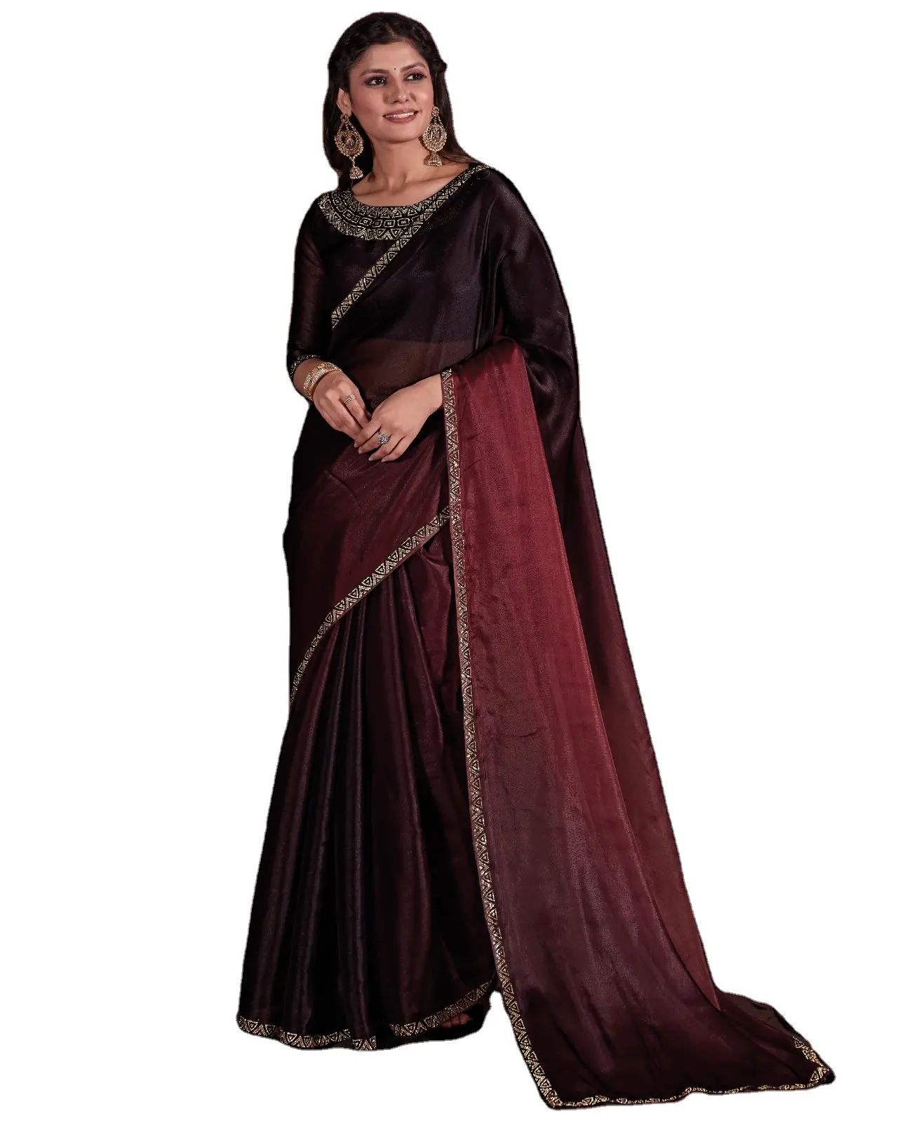 Традиционная одежда для вечеринок, Женская атласная жоржет, не сшитое сари с блузкой | Новые дорогие сари, экспортер и производитель Индии