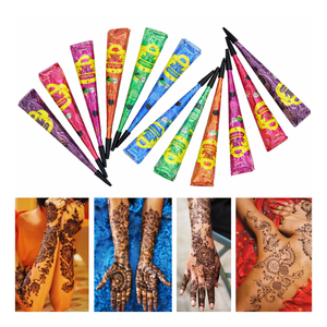 หลอดเฮนน่าสีโกเลชาแบบหัวเข็ม ยอดนิยม ใช้สำหรับทำรอยสักชั่วคราวแบบไม่เจ็บปวด ปราศจากสารก่อภูมิแพ้ ทำจากสมุนไพร - Product Image 1