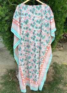 Wholesale Hot Sale Plus Size Straight <b>Kaftan</b> Women Indian Block Printed Breathable Cotton Fabric Casual Summer Wear Short ODM - Product Image 3