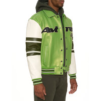 Blouson Bomber d'Hiver Afernon en Cuir Marron Imperméable et Respirant pour Homme avec Patch Brodé, Col Rond et Fermeture Éclair Haute Qualité