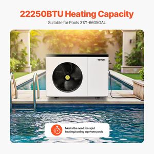 Bomba de Calor Eléctrica para Piscina de 22250 BTU, Bajo Nivel de Ruido, para Piscinas Elevadas 3171-6605GAL, Calefacción y Refrigeración de Alta Eficiencia - Product Image 2