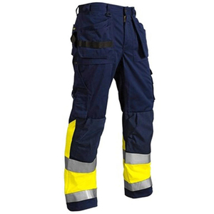 Soban Custom High Visibility Durable Polyester Unisex Safety <b>Work</b> Pants <b>Cargo</b> Trousers Reflective Tape Tool Pockets Knee Pockets - Product Image 4