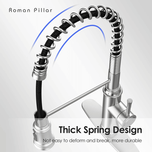 Rubinetto da Cucina a Molla con Spruzzatore a 3 Modalità e Maniglia Singola, Piastra di Fissaggio per 1 o 3 Fori, Rotazione a 360° - Product Image 6