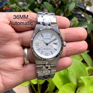 Montre automatique de luxe 36MM avec dateurépétuelle, lunette cannelée, cadran blanc alvéolé, édition limitée, haute qualité, Hip Hop Silver Jubilee - Product Image 2