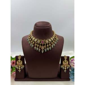 Indian Ethnic Shalini Premium Heritage Gold Plated Bridal Necklace & Earring Set - Product Image 1