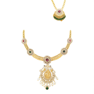 JeweleMarket 10575684PGR Ensemble de bijoux raffinés, magnifique collier avec pendentif en cristal de diamant américain et pierre autrichienne, accompagné d'une bague - Product Image 2