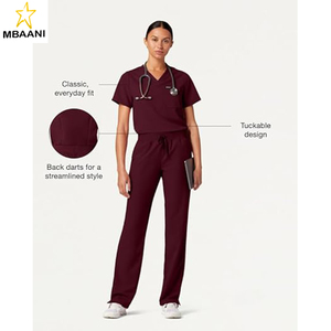Ensemble de blouses médicales pour femmes à col en V et 1 poche – Tissu doux ultra durable, extensible, résistant aux plis et à la décoloration - Product Image 4