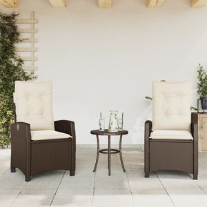 Set da bistrot in Poly Rattan marrone 3 pezzi con cuscini Set da giardino - Product Image 3