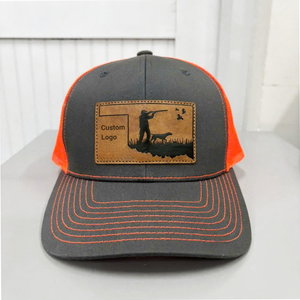 Casquette Trucker 6 Panneaux Personnalisée OEM avec Logo Gravé en Cuir, Structurée, Respirante, Visière Courbée, Casquette de Pêche avec Dos en Maille, Gorras - Product Image 1