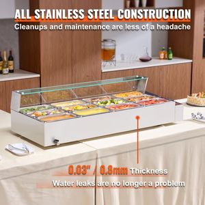 "1700W Stainless Steel 12-<b>Pan</b> <b>Electric</b> Food Warmer with Glass Cover & Manual Temperature Control for Buffet" - Product Image 5