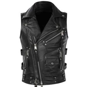 High Quality Men Leather Made <b>Vest</b> & Waistcoat Breathable Casual Winter Outer Wear Sleeveless Button Down V Neck Design - Product Image 1