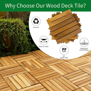 DIY Acacia decking 300x300mm Fácil instalación impermeable sin herramientas enclavamiento cubierta azulejos decoración balcón jardín camino - Product Image 6