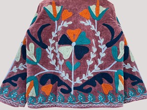 Chaqueta de Terciopelo Bordada a Mano con Cuello Mandarín, Manga Larga, Estampado Floral, Talla Grande, Abrigo de Otoño para Mujer - Product Image 4