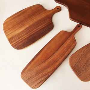 Ensemble de planches à servir en bois d'acacia avec poignée, planche à fromage en bois, plateau à pain, plateau à charcuterie, planches à servir pour la cuisine - Product Image 5