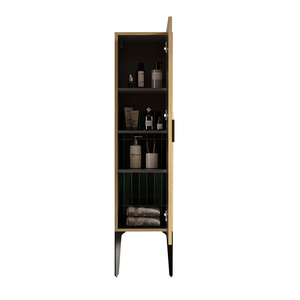 Armoire de rangement autoportante Emilia 14S rayée noir mat, meuble latéral moderne pour salle de bain, compatible KD - Product Image 5