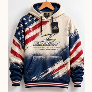 Wholesale Direct Ziakot Industry Custom <b>Stitched</b> Vintage USA Flag Navy Fade Fashion Sports Pullover Sweatshirt <b>Hoodie</b> - Product Image 5