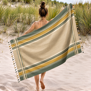 Toalla Decorativa Kikoy con Hermosas Borlas, Personalizable con Logotipo, para Venta al por Mayor, Toalla de Playa Turca, Fabricante Indio - Product Image 1