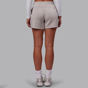 Light Gray Elastic Waist Shorts With Side Pockets Breathable Knitted Fabric Casual Summer Wear Men's Style - Product Image 3