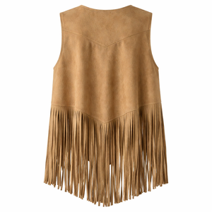 Cape en daim à franges personnalisée en gros |   Fabricant OEM et fournisseur de commandes en gros pour les gilets pour femmes - Product Image 2