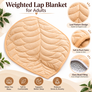 ผ้าห่มน้ำหนัก 5 ปอนด์ สีกากี สำหรับผู้ใหญ่ |   ผ้าห่มหนานุ่มขนาด 23x29 นิ้ว |   ลายใบไม้ |   ไส้เม็ดแก้วซักเครื่องได้ - Product Image 5