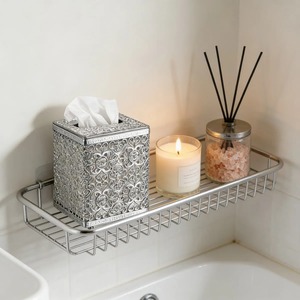 Elegant <b>Silver</b> Finished Metal Tissue Box Cover Suitable For Modern Interiors And Guest Entertainment Handcrafted From India - Product Image 2