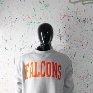 Sudadera FALCONS HEATHER GREY con cuello alto, 100% algodón, con apliques bordados en color NARANJA, cuello ancho, URBAN PRODUCTIONS - Product Image 5