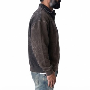 Sudadera de Forro Polar con Media Cremallera para Hombre, Corte Regular, Color Liso, Cuello Vuelto, Estilo Casual para Otoño, 100% Algodón Transpirable Tejido - Product Image 3