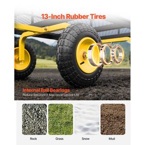 Carrello da Giardino in Acciaio Resistente 2-in-1, Capacità 635 kg, Rimorchio Metallico per Esterni con 13 Ruote - Product Image 5