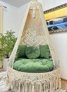 Balançoire en macramé, chaise suspendue en macramé, balançoire de patio en macramé, hamac, chaise d'intérieur, chaise balançoire en macramé, hamac - Product Image 2