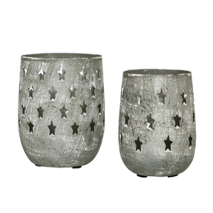ชุดเชิงเทียนโลหะสีเทาแบบดิสเทรสลายดาว 2 ชิ้น เชิงเทียนโลหะลายดาว - Product Image 2