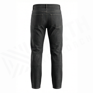 Jean en denim coupe droite délavé foncé pour homme, taille haute, coupe classique, en coton, style décontracté, pantalon d'automne - Product Image 2