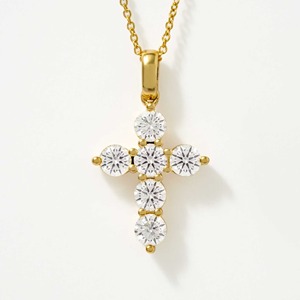 Collar con Colgante de Cruz de Oro Rosa de 14K con Incrustaciones de Diamantes Cultivados en Laboratorio, Corte Radiante de 3.60ct, Certificado IGI, Joyería Elegante para Mujer para Uso Diario - Product Image 2