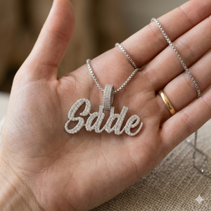 SHRAMAN DIAMOND Collar de Plata 925 con Letra Inicial Cursiva Personalizada, Estilo Hiphop, con Diamantes Cultivados en Laboratorio - Product Image 2