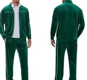 Unisex Premium Velour Sweatsuit Set Soft Plush Crewneck Sweatshirt <b>Jogger</b> Pants Two Piece Casual Lounge Streetwear - Product Image 2
